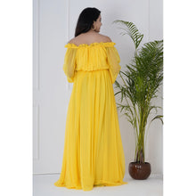 Load image into Gallery viewer, Yellow Ruffle Off Shoulder Maternity Gown
