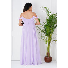 Load image into Gallery viewer, Lavender Draped Cold Shoulder Maternity Gown
