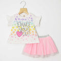 White Dance Your Out Top With Pink Net Skirt