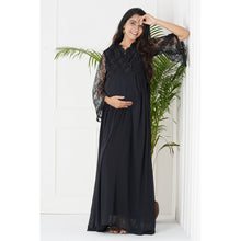 Load image into Gallery viewer, Black Lace Flared Sleeves Maternity Gown
