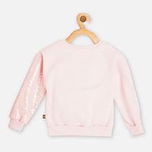 Load image into Gallery viewer, Pink And Blue Sequins Full Sleeves Sweat Top
