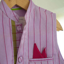 Load image into Gallery viewer, Lilac Striped Cotton Silk Handwoven Nehru Jacket
