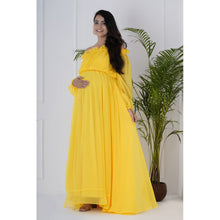 Load image into Gallery viewer, Yellow Ruffle Off Shoulder Maternity Gown
