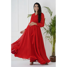 Load image into Gallery viewer, Red Overlap With Bishop Sleeves Maternity Gown
