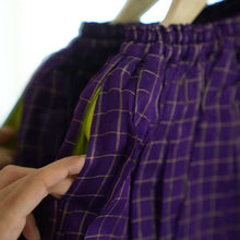 Load image into Gallery viewer, Purple Flared Frill Top With Skirt Co-Ord Set In Handwoven Checks
