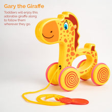 Load image into Gallery viewer, Gary The Giraffe Pull Along Toy to Walk &amp; Play Infant and Preschool Toy
