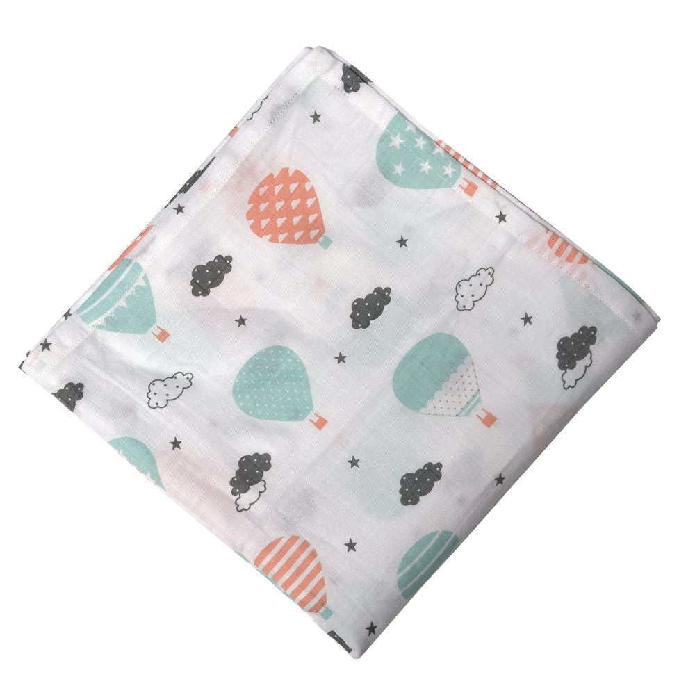 White Hot Air Balloon Printed Swaddle