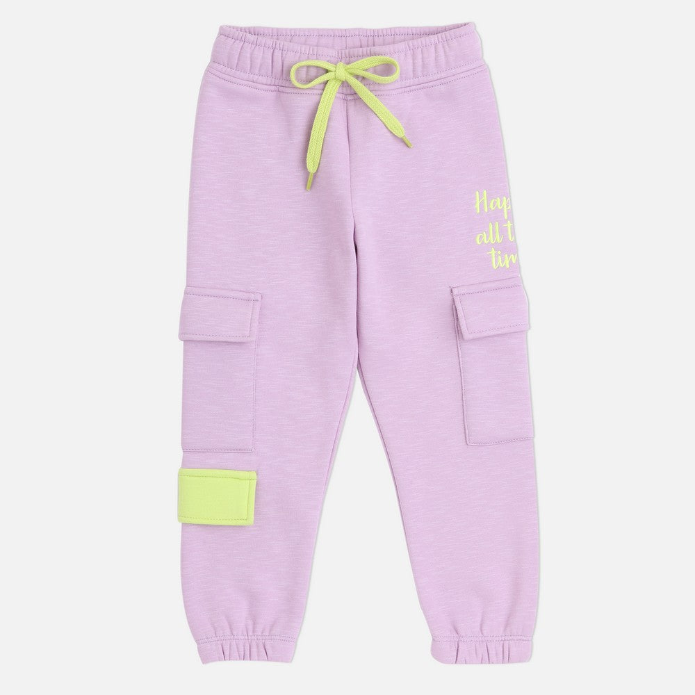 Pastel  Green And Purple Happy All The Time Cargo Joggers