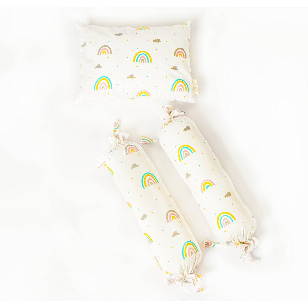 White Rainbow Printed Pillow & Bolster