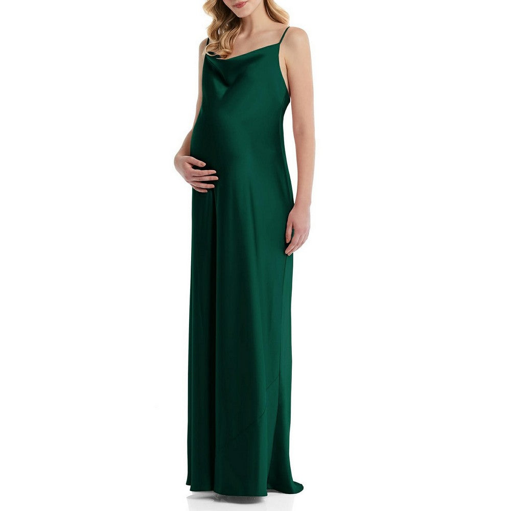 Green Cowl Neck With Spaghetti Strap Maternity Gown