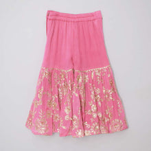 Load image into Gallery viewer, Pink Sequins Embroidered Crop Top With Sharara &amp; Frill Dupatta
