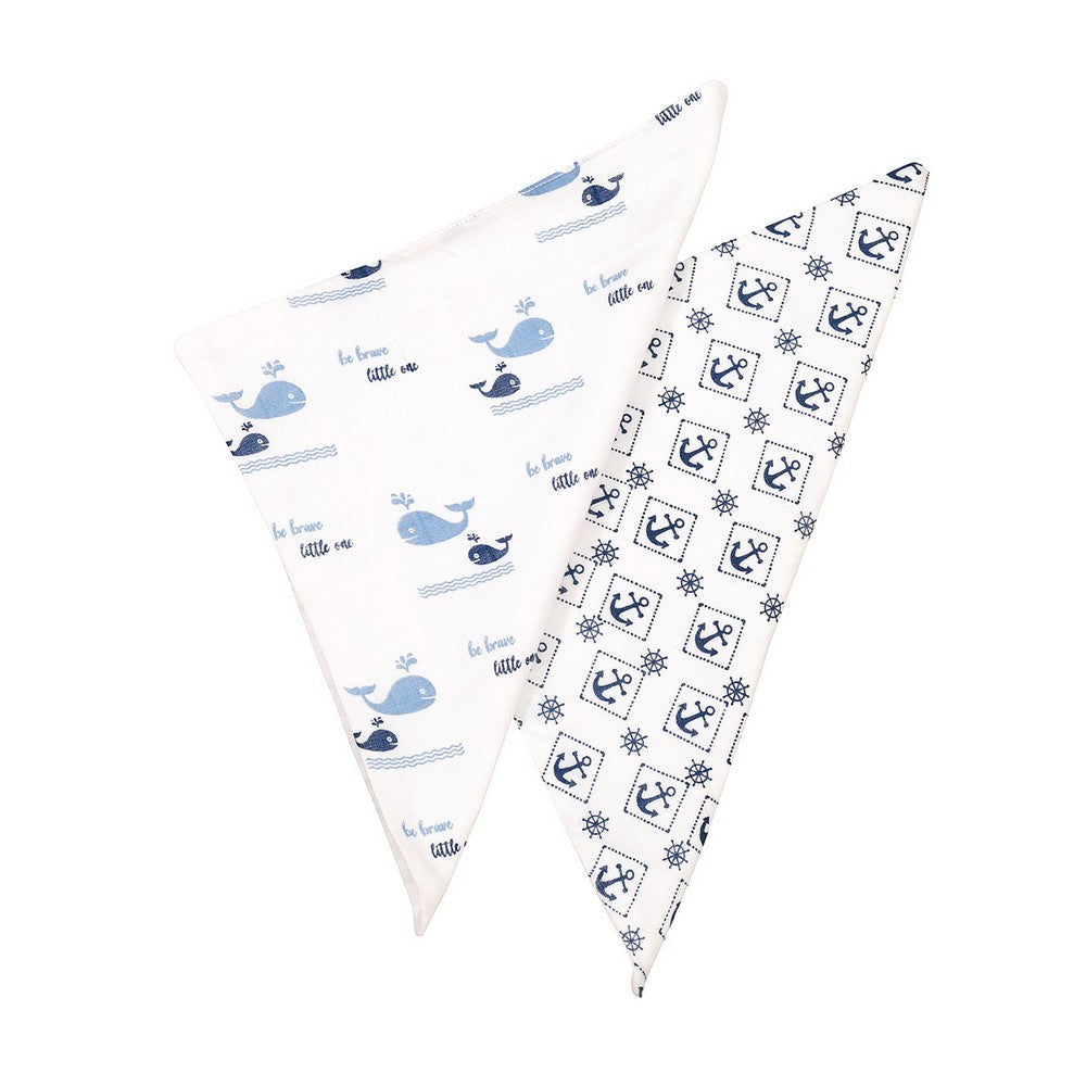 White Nautical Printed Muslin Washcloth Pack Of 2