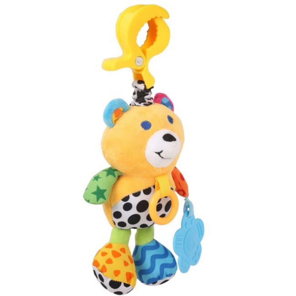 Yellow Bear Soft Pulling Toy With Attached Teether