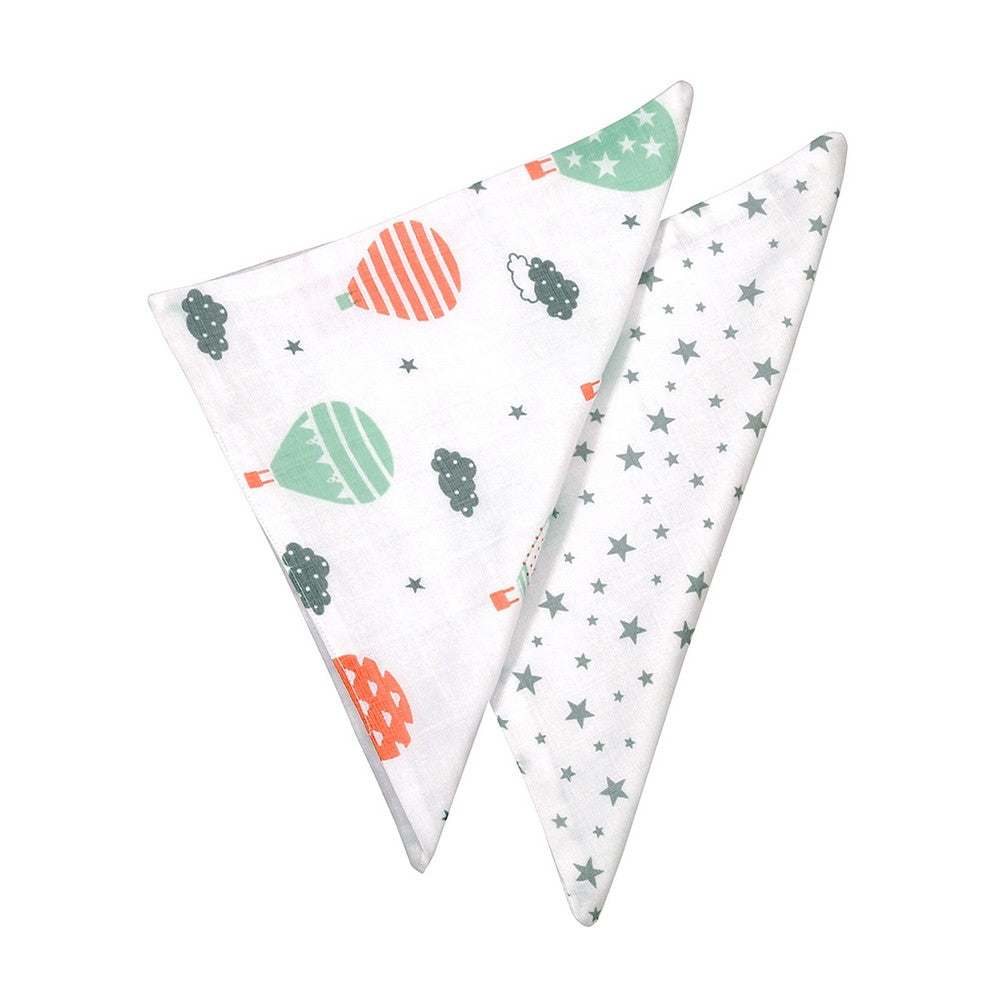 White Fly High Printed Muslin Washcloth Pack Of 2