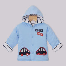 Load image into Gallery viewer, Blue &amp; Yellow Full Sleeves Hooded Winter Jacket With Lounge Pant
