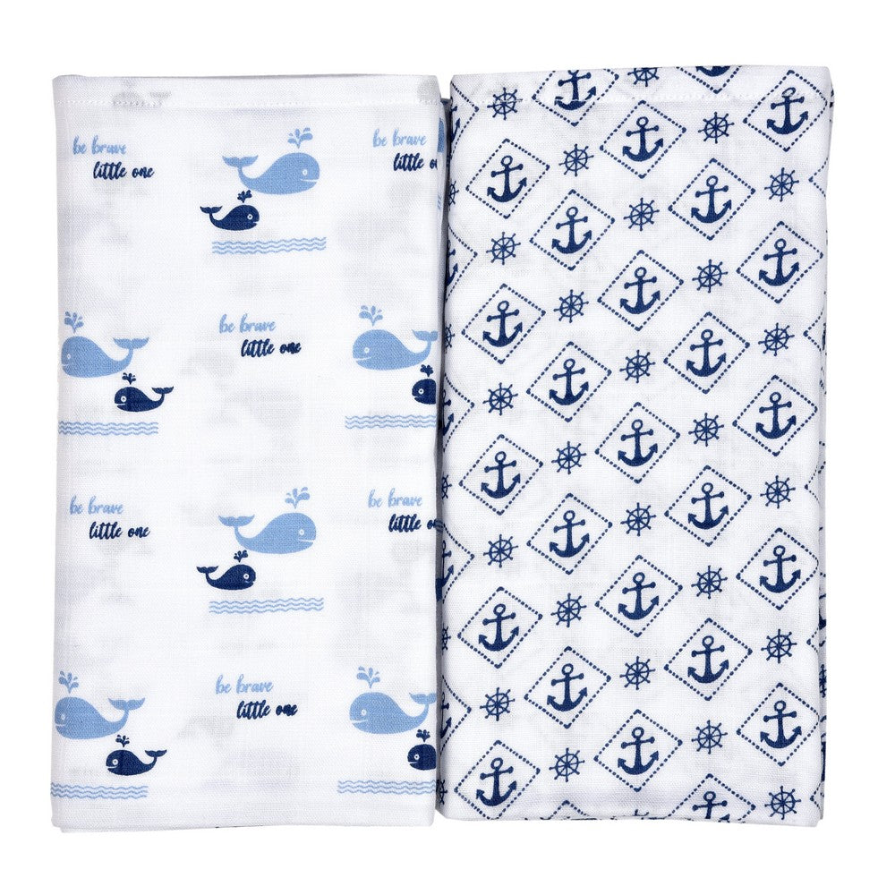 White Sea Theme Muslin Swaddle Pack Of 2