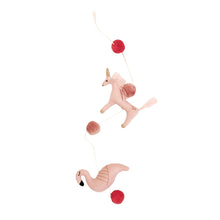 Load image into Gallery viewer, Dinosaur &amp; Unicorn With Flamingo Hanging Toy- Green &amp; Pink
