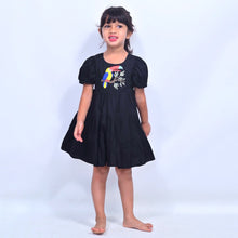 Load image into Gallery viewer, Black Chirpy Chic Embroidered Puff Sleeves Dress
