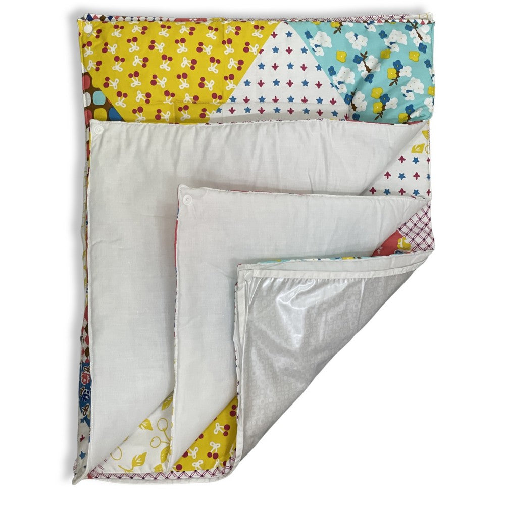 Multi print Pack Of 3 Quilted Cotton Sheets + 1 Plastic Sheet
