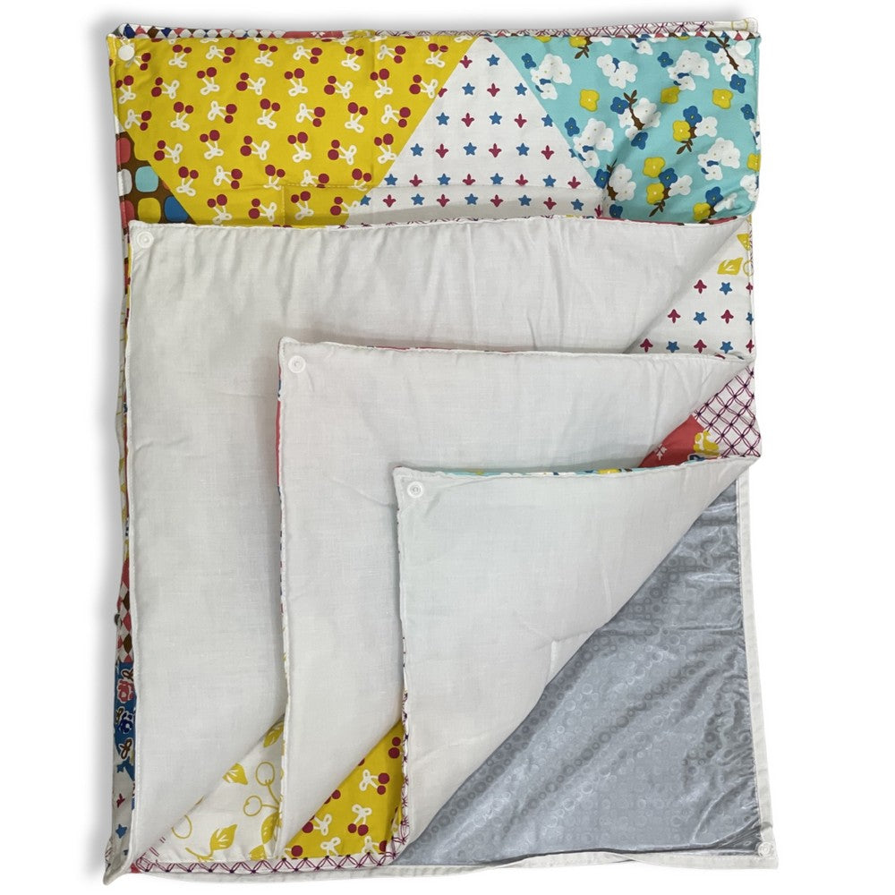 Multi print Pack Of 3 Quilted Cotton Sheets + 1 Plastic Sheet