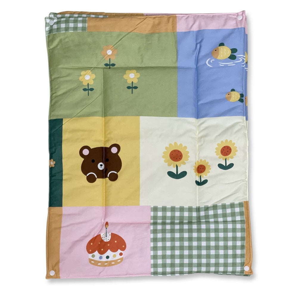 Sunflower Pack Of 3 Quilted Cotton Sheets + 1 Plastic Sheet