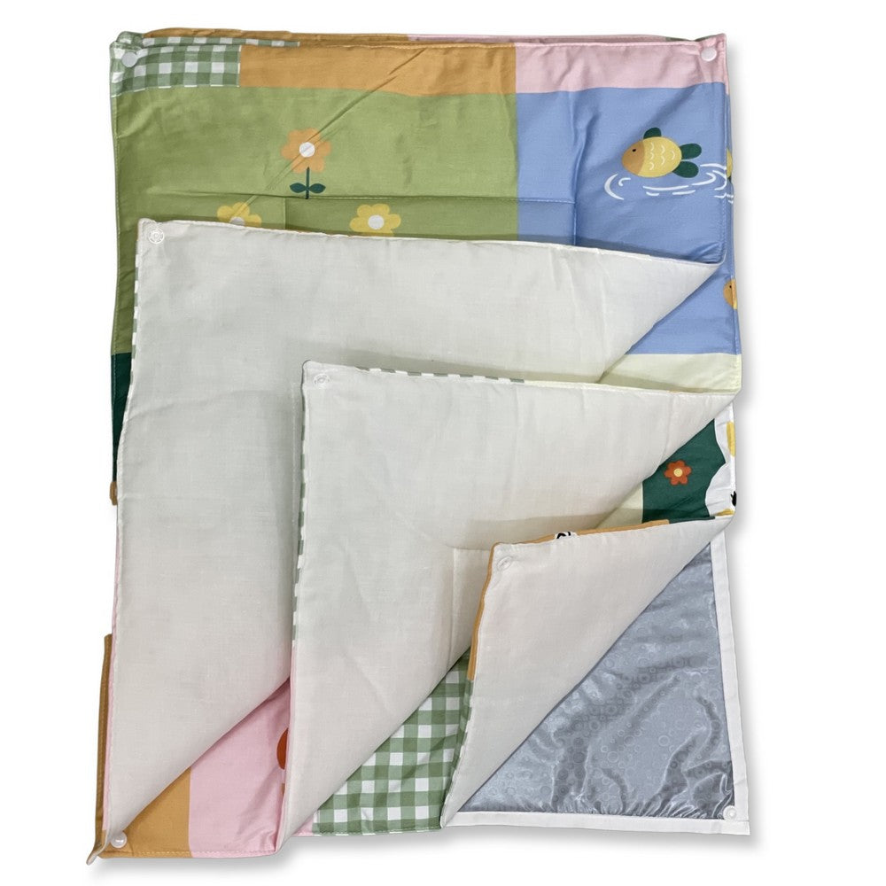 Sunflower Pack Of 3 Quilted Cotton Sheets + 1 Plastic Sheet