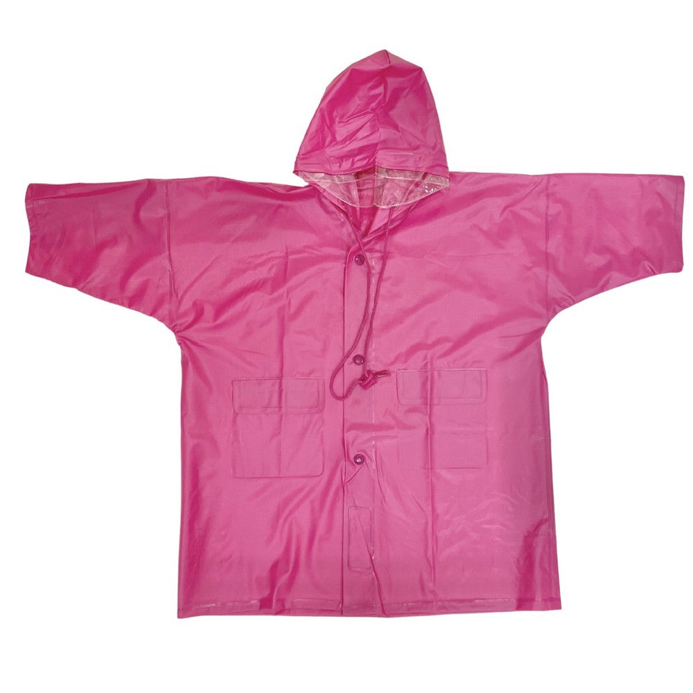Pink Full Sleeves Hooded Raincoat