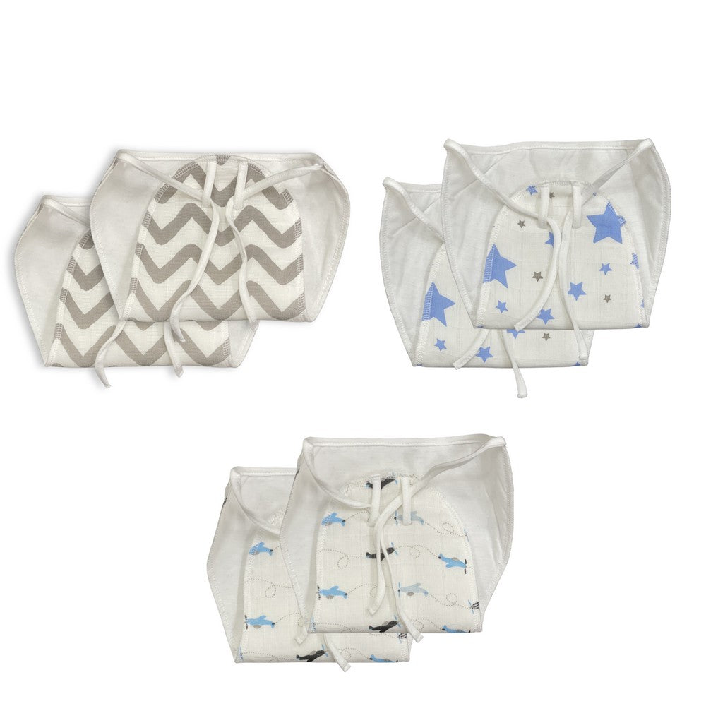Pack of 6 - Stars, Striped, Dolphin Muslin Washable Nappy
