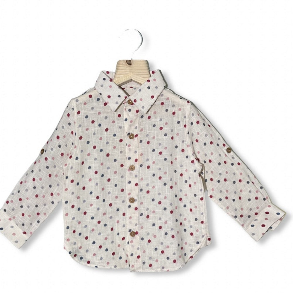 White Polka Dot Boys Shirt