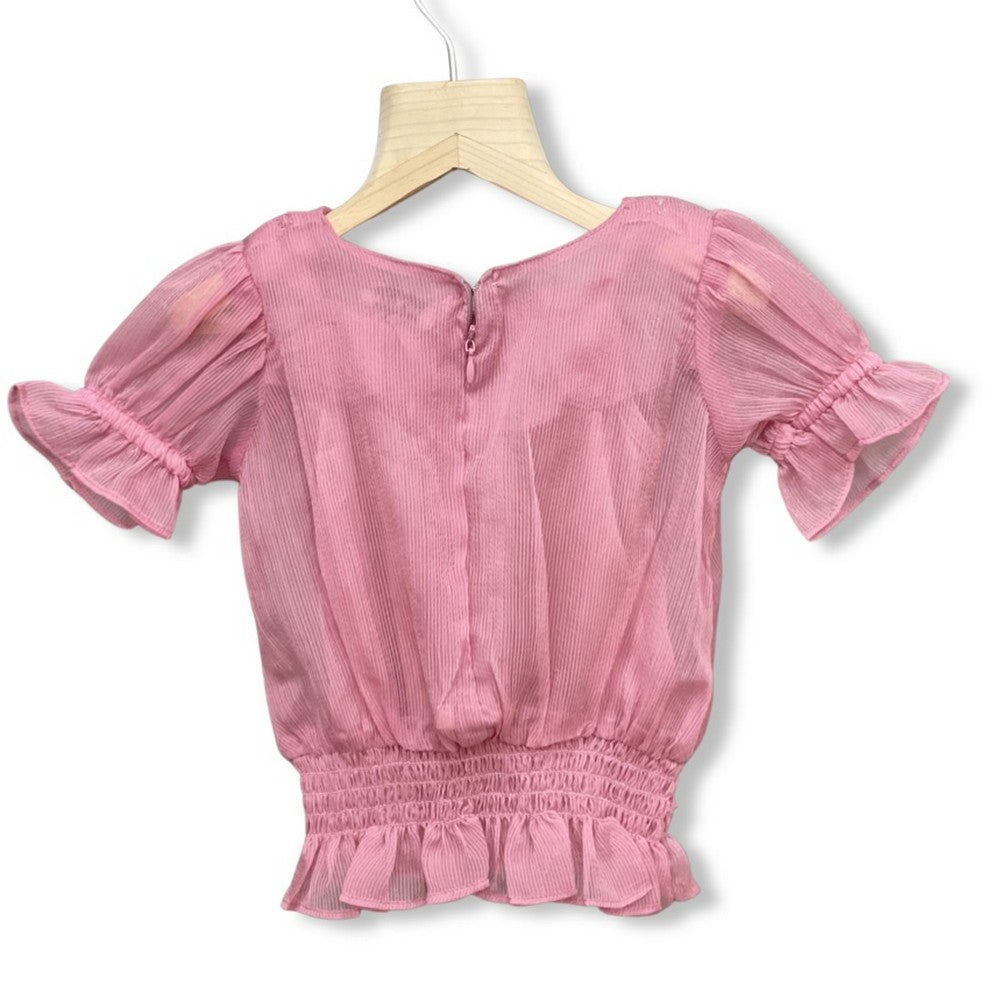Frilled Sleeve Top with Attached Inner