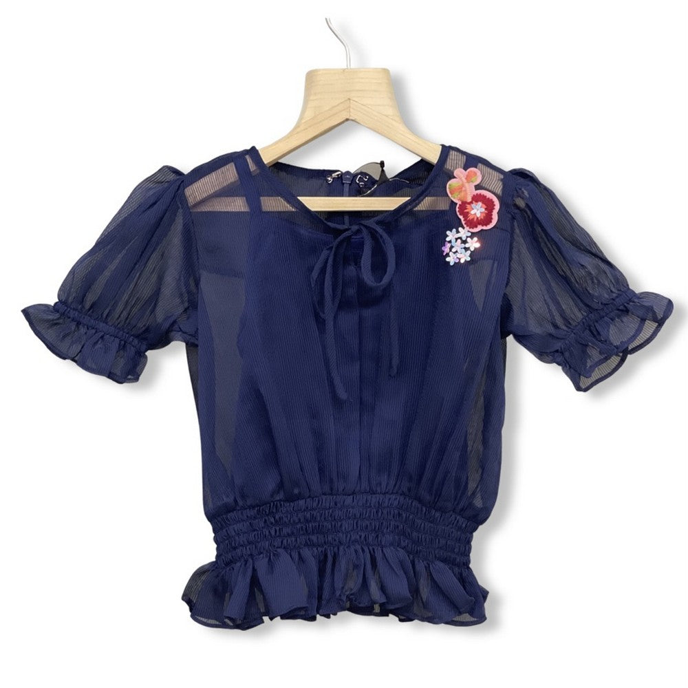 Frilled Sleeve Top with Attached Inner