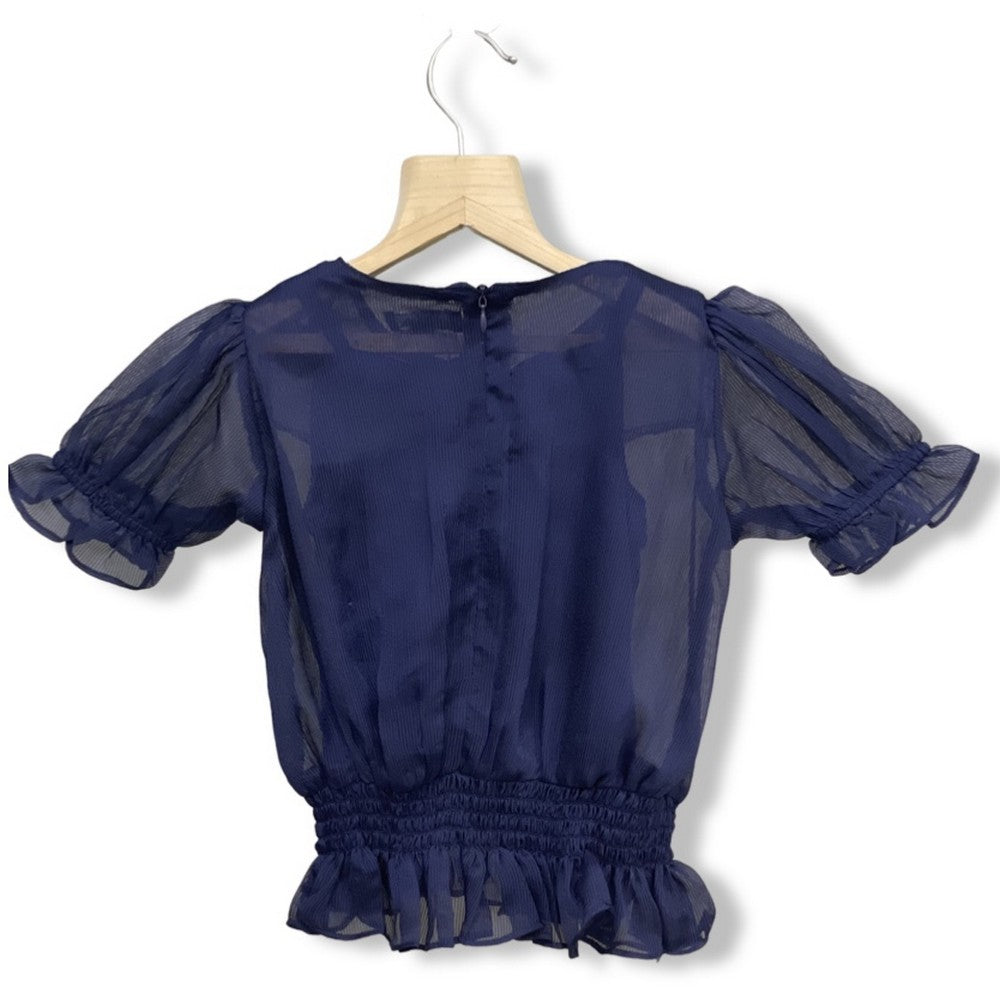 Frilled Sleeve Top with Attached Inner