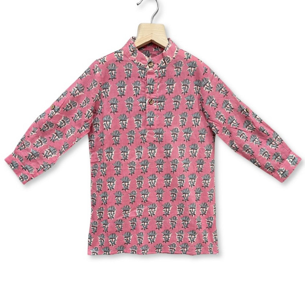Pink Floral Kurta Pyjama Set