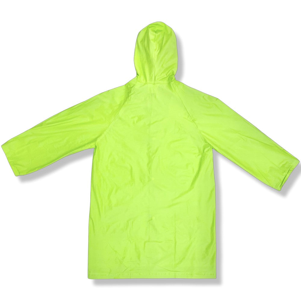 Green Smiley Full Sleeves Hooded Raincoat