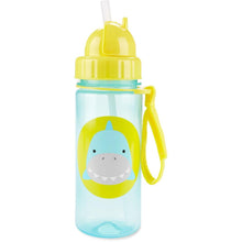 Load image into Gallery viewer, Yellow Zoo Sipper Bottle With Straw Snazzy Shark Print
