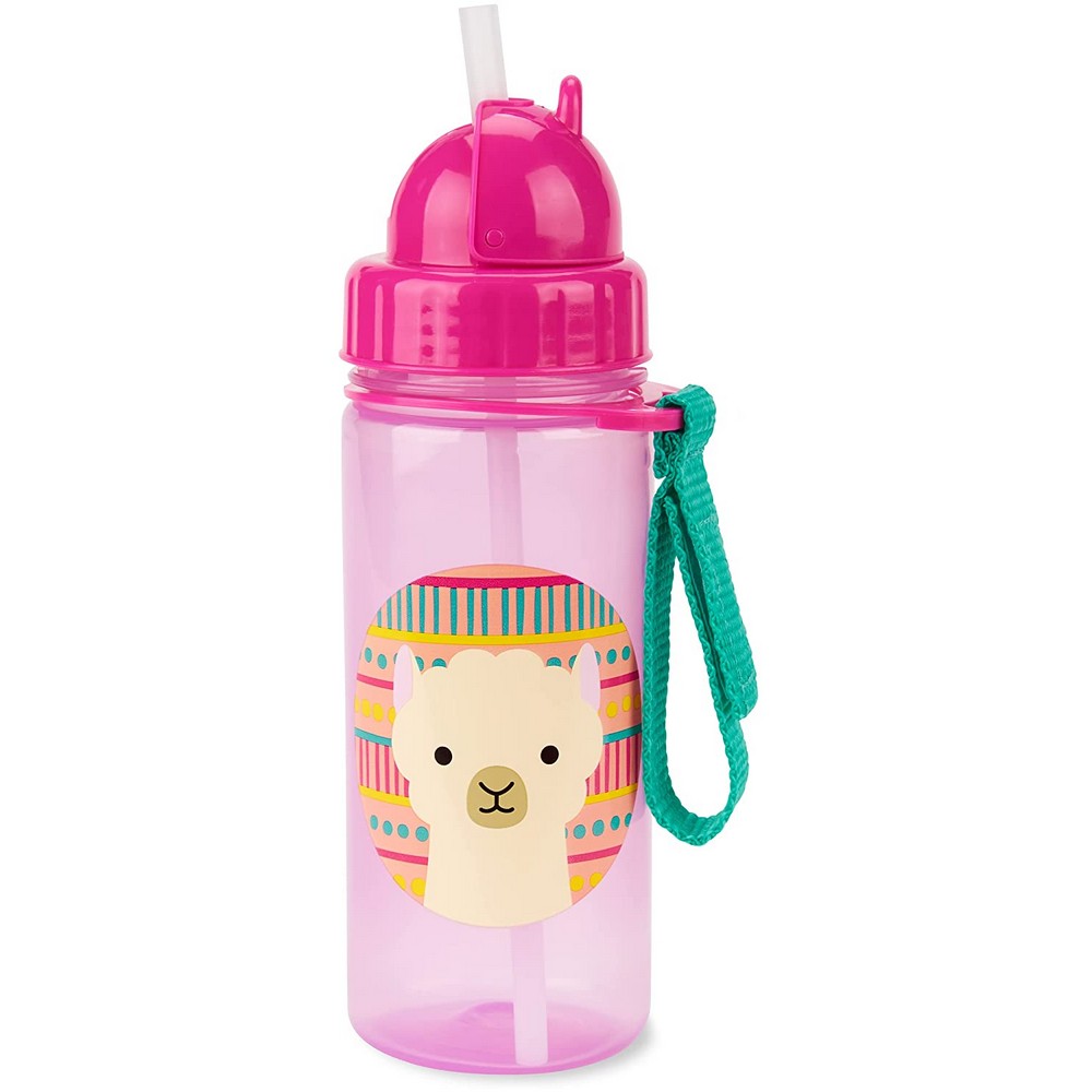 Pink Llama Printed Zoo Straw Bottle