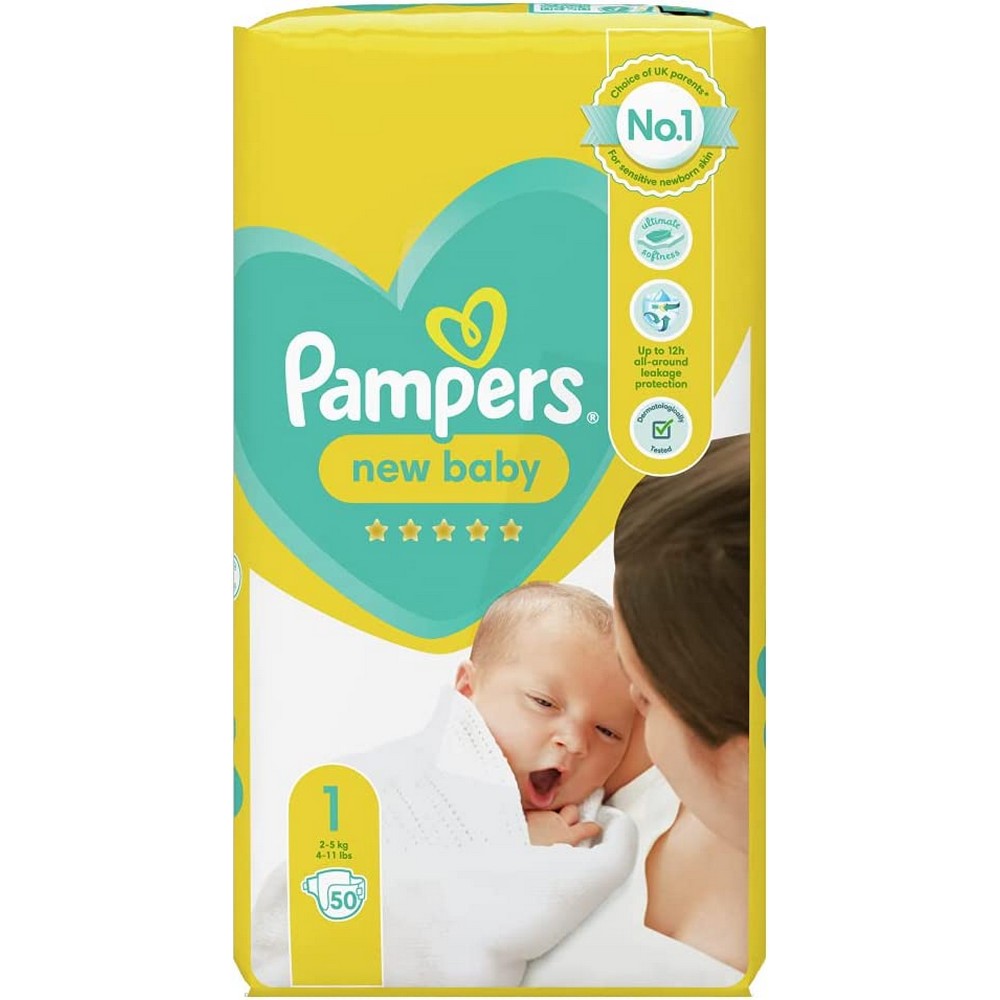 Size 1 Pampers New Baby Diapers - 50 Pieces (2-5 kg)