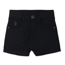 Load image into Gallery viewer, Navy Blue Mid Rise Solid Twill Shorts
