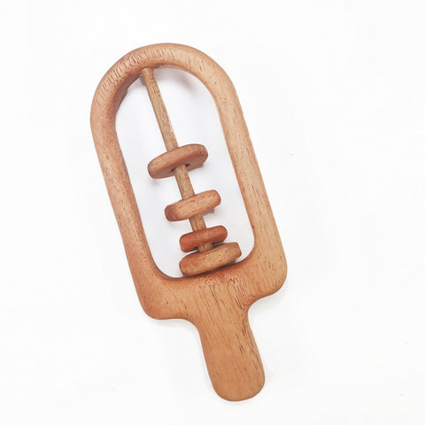 Owl & Popsicle Shape Neemwood Rattles Set Of 2