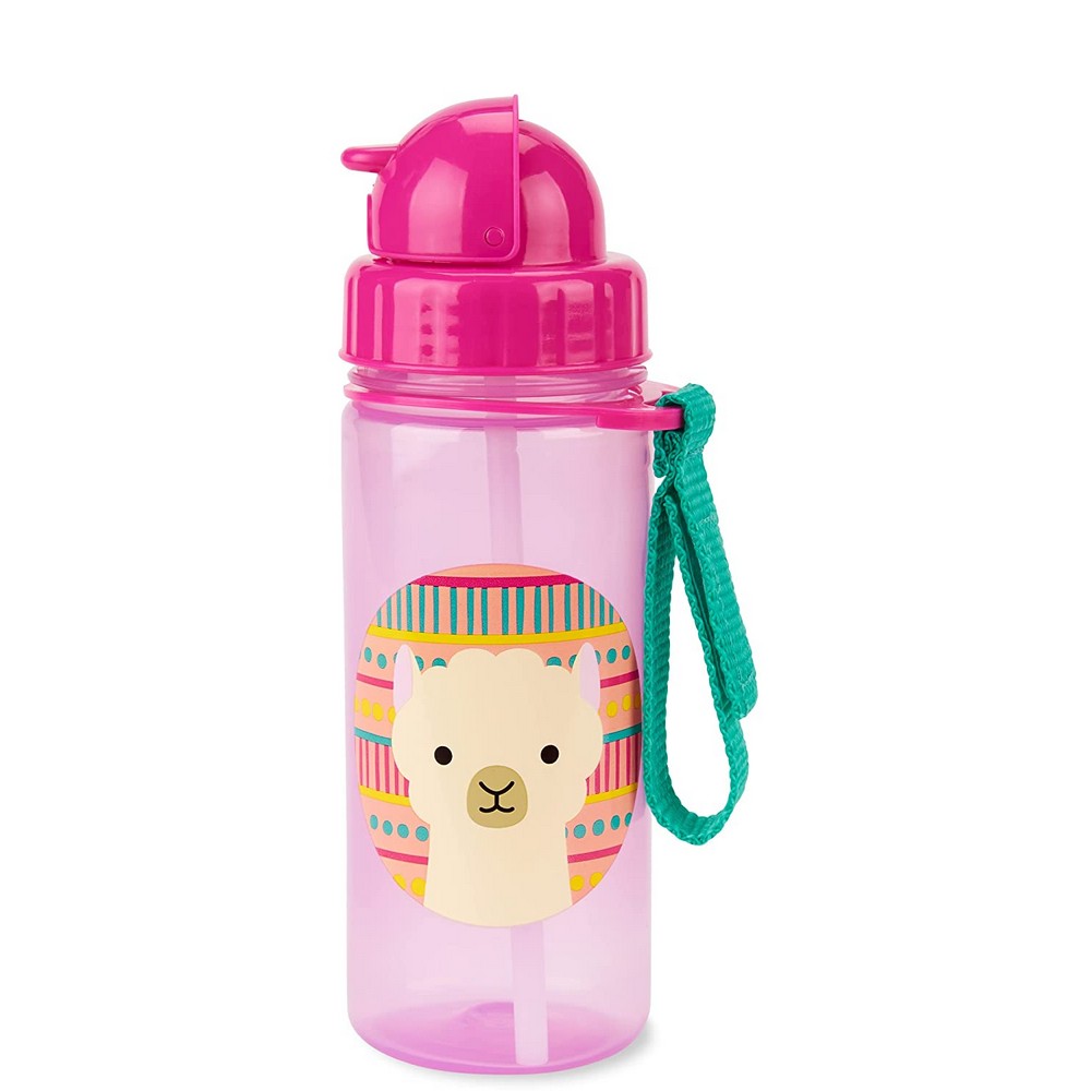 Pink Llama Printed Zoo Straw Bottle