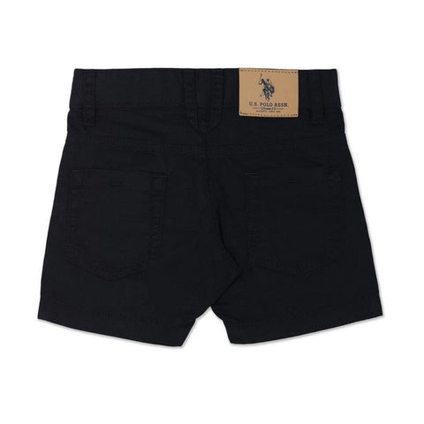 Navy Blue Mid Rise Solid Twill Shorts