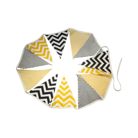 Yellow And Grey Printed Cotton Bunting