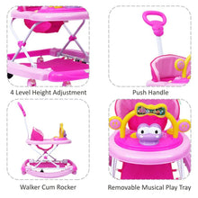 Load image into Gallery viewer, Pink Walker Cum Rocker With Push Handle
