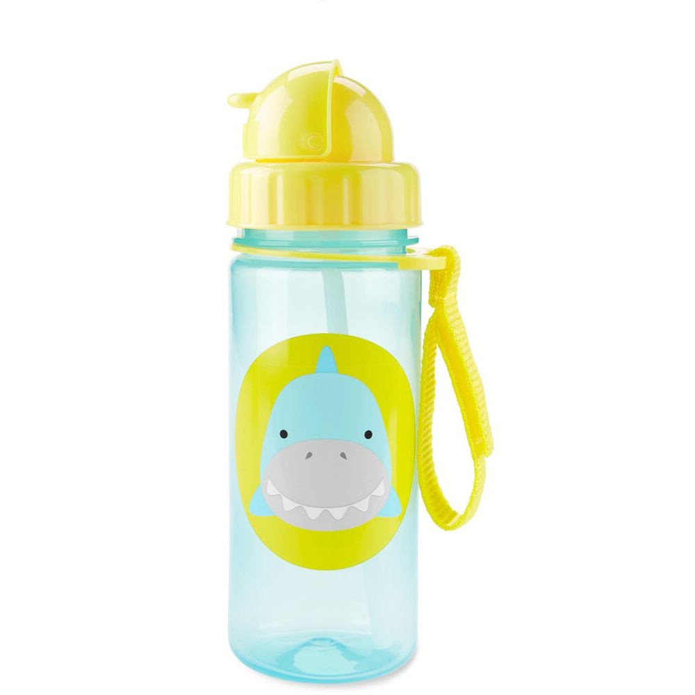 Yellow Zoo Sipper Bottle With Straw Snazzy Shark Print