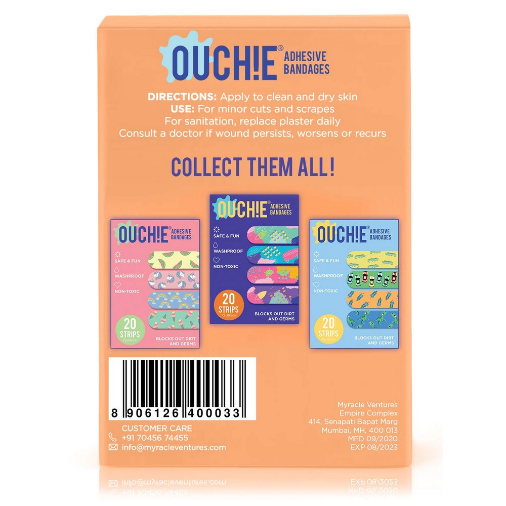 Orange Non-Toxic Printed Bandages- 20 Strips
