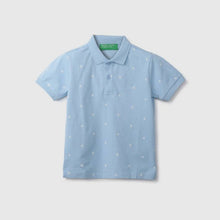 Load image into Gallery viewer, Blue Printed Half Sleeves Polo T-Shirts
