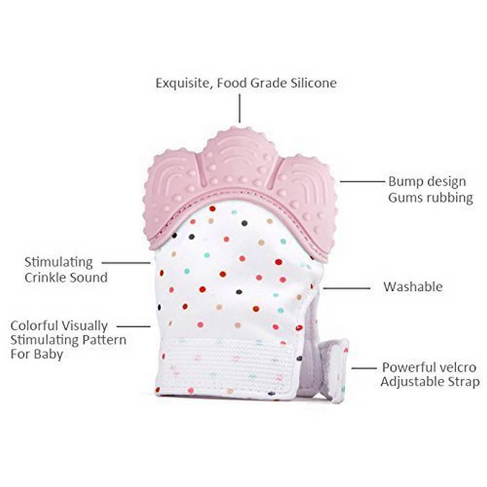 Polka Dots Printed Mitten Glove Silicone Teether