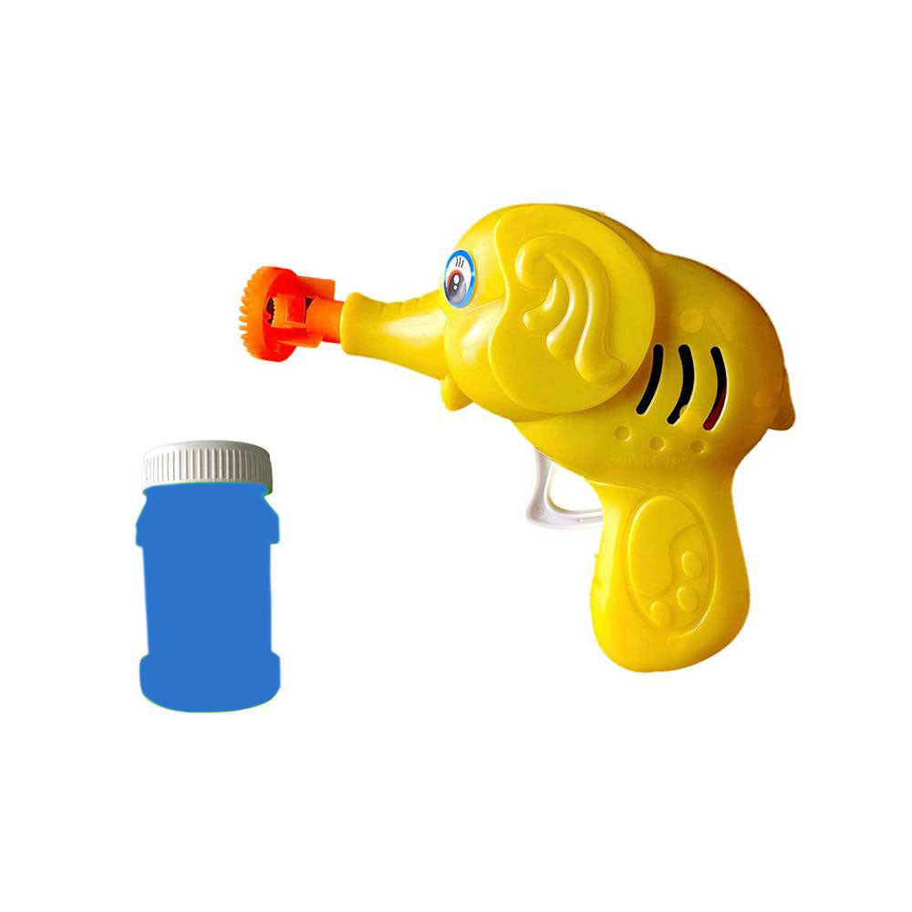 Yellow Elephant Bubble Gun With Bubble Liquid Bottle