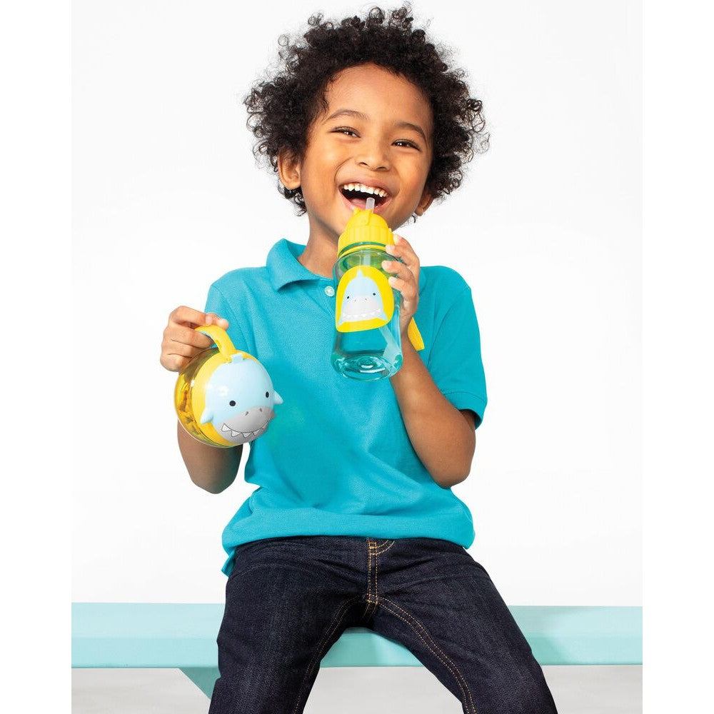 Yellow Zoo Sipper Bottle With Straw Snazzy Shark Print