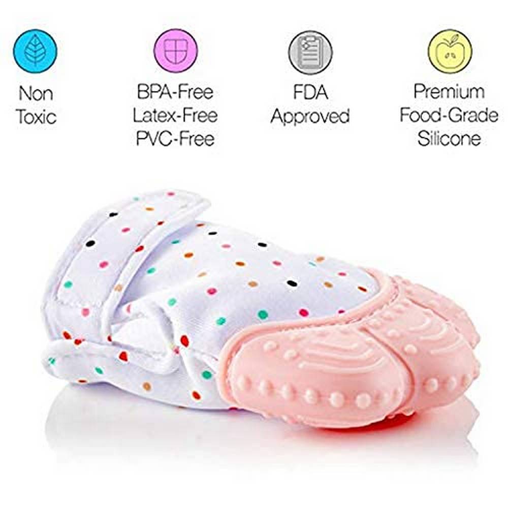 Polka Dots Printed Mitten Glove Silicone Teether